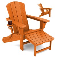 Kingyes Folding Adjustable Adirondack Chair With Ottoman Orange