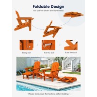 Kingyes Folding Adjustable Adirondack Chair With Ottoman Orange