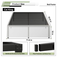 Emoda 18 Inch California King Bed Frames With White Cover Heavy Duty Metal Cal King Platform Bed Frame No Box Spring Needed No