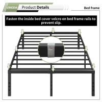 Emoda 18 Inch California King Bed Frames With White Cover Heavy Duty Metal Cal King Platform Bed Frame No Box Spring Needed No