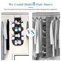 Sleeping Lamb Short Hanging Shoe Organizer For Closet Storage With Mesh Side Pockets Holds 8 Pairs Hanging Shoe Rack Hanger Rv