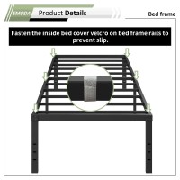 Emoda 18 Inch Twin Xl Bed Frames With White Cover Heavy Duty Xl Twin Metal Platform Bed Frame No Box Spring Needed Noise Free