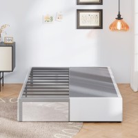 Upcanso 16 Inch King Size Bed Frame With White Skirt Cover Metal King Bed Frame With Storage No Box Spring Needed Heavy Duty