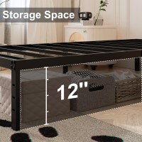 Maenizi 14 Inch King Size Bed Frame With White Fabric Cover Heavy Duty King Platform Bed Frame Support Up To 3000 Lbs No Box S