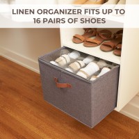 Zicoto Beautiful Shoe Organizer For Your Closet Spacious Linen Shoe Storage Box With Adjustable Compartments For Space Saving