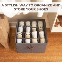 Zicoto Beautiful Shoe Organizer For Your Closet Spacious Linen Shoe Storage Box With Adjustable Compartments For Space Saving