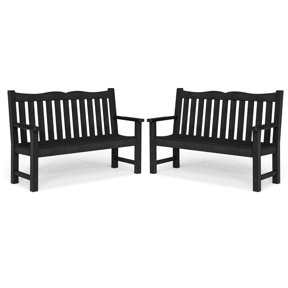 Outdoor Bench Waterproof Garden Benches Set Of 2 Never Rot Or Fade For Garden Porch Backyard And Deck Grey