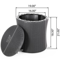 Rpuzonier Resin Wicker Side Table Patio Table With Lid  Outdoor Small Side Table Deck Box Patio Storage Chest  Resin Wicker Storage Box Outdoor Coffee Table End Table For Patio Porch Lawn (E-Gray)