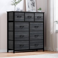 Dwvo Dresser With 9 Drawers Fabric Storage Tower Organizer Unit For Living Room Hallway Closets Sturdy Steel Frame Woode