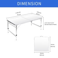 Moosinily Folding Table Portable Picnic Table 4Ft Camping Table Camp Table White Aluminum Table Outdoor For Card Bbq 47 236 2