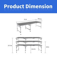 Moosinily Folding Table 6Ft 3 Adjustable Height Portable Picnic Table Camping Table Camp Table Aluminum Outdoor Table Picnic Bbq