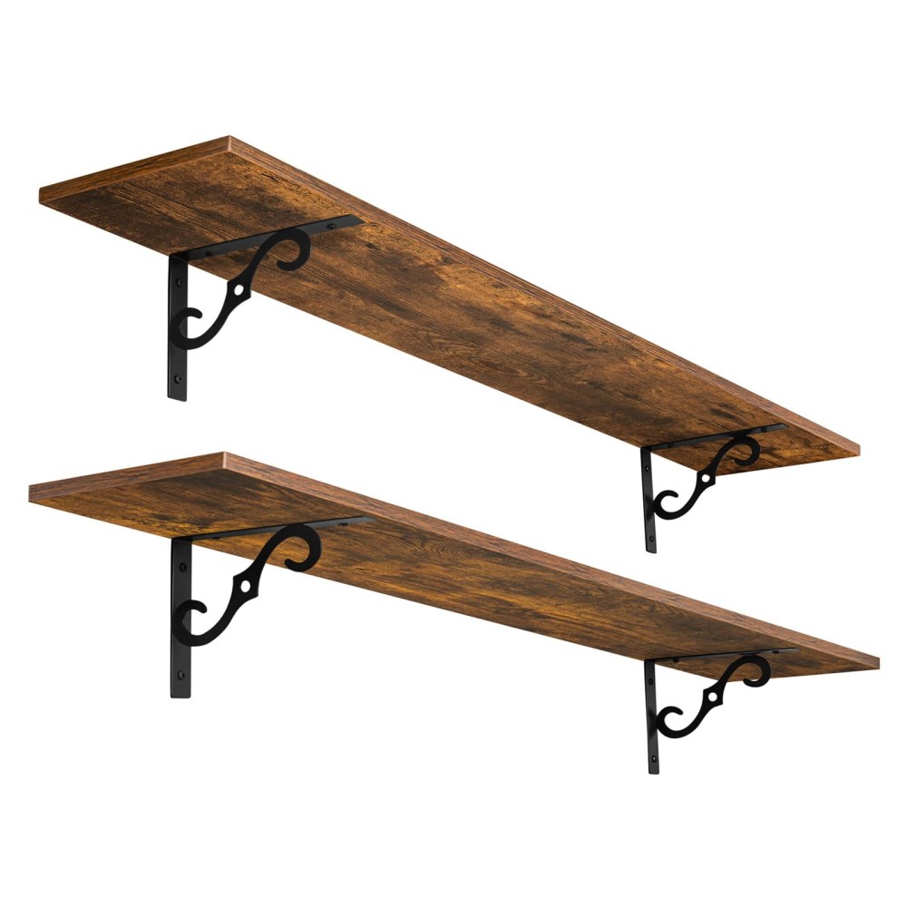 Dinzi Lvj Long Wall Shelves 551 Large Floating Shelves Set Of 2 Wide Display Shelf Wall Mounted With Brackets Easy Hanging