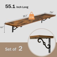 Dinzi Lvj Long Wall Shelves 551 Large Floating Shelves Set Of 2 Wide Display Shelf Wall Mounted With Brackets Easy Hanging