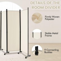 Giantex 4 Panel Room Divider Folding Privacy Screen With Lockable Wheels Rolling Partition Room Dividers Freestanding Fabric