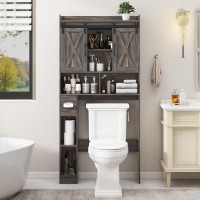 Over The Toilet Storage Cabinet Farmhouse Storage Cabinet Over Toilet With Sliding Door Toilet Paper Holder Stand Home Spaces