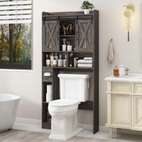 Over The Toilet Storage Cabinet Farmhouse Storage Cabinet Over Toilet With Sliding Door Toilet Paper Holder Stand Home Spaces