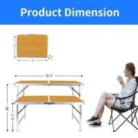 Moosinily Folding Table Portable Camping Table 3Ft Picnic Table Black Camp Aluminum Table Outdoor For Card Bbq Yellow 355 236