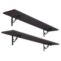 Dinzi Lvj Long Wall Shelves 551 Large Floating Shelves Set Of 2 Wide Display Shelf Wall Mounted With Brackets Easy Hanging