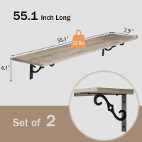 Dinzi Lvj Long Wall Shelves 551 Large Floating Shelves Set Of 2 Wide Display Shelf Wall Mounted With Brackets Easy Hanging