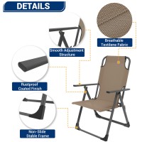 Udpatio Outdoor Dining Chairs Set Of 2 Heavy Duty Adjustable Recliner Folding Chairs For Outdoor Camping Garden Support 300Lb