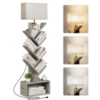 Evermagin 6 Tier Tree Bookshelf With Light Small Bookcase Tower For Bookscdsmovies Sturdy Tall Floor Standing Book Organizer