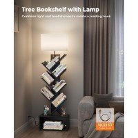 Evermagin 6 Tier Tree Bookshelf With Light Small Bookcase Tower For Bookscdsmovies Sturdy Tall Floor Standing Book Organizer