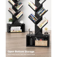 Evermagin 6 Tier Tree Bookshelf With Light Small Bookcase Tower For Bookscdsmovies Sturdy Tall Floor Standing Book Organizer