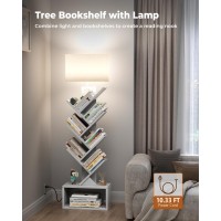 Evermagin 6 Tier Tree Bookshelf With Light Small Bookcase Tower For Bookscdsmovies Sturdy Tall Floor Standing Book Organizer