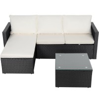 Shintenchi Outdoor Patio Furniture Sets Small Outdoor Sofa Patio Sectional Sets 3Piece All Weather Wicker Rattan Patio Seating