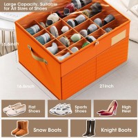 Gattlukd Shoe Organizer For Closet Fits Up To 16 Pairs Large Shoe Box Storage Container With Clear Cover With Adjustable Divi