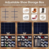 Gattlukd Shoe Organizer For Closet Fits Up To 16 Pairs Large Shoe Box Storage Container With Clear Cover With Adjustable Divi