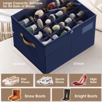 Gattlukd Shoe Organizer For Closet Fits Up To 16 Pairs Large Shoe Box Storage Container With Clear Cover With Adjustable Divi