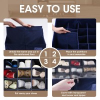 Gattlukd Shoe Organizer For Closet Fits Up To 16 Pairs Large Shoe Box Storage Container With Clear Cover With Adjustable Divi