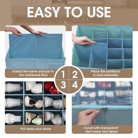 Gattlukd Shoe Organizer For Closet Fits Up To 16 Pairs Large Shoe Box Storage Container With Clear Cover With Adjustable Divi