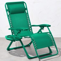 Best Choice Products Adjustable Zero Gravity Chair Monochromatic Color Folding Patio Recliner Wside Tray Headrest Emerald