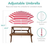 Best Choice Products Kids Wooden Picnic Table Outdoor Activity Dining Table Wadjustable Collapsible Umbrella Builtin Seats