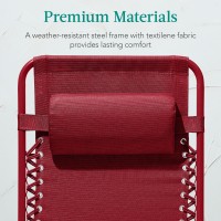 Best Choice Products Adjustable Zero Gravity Chair Monochromatic Color Folding Patio Recliner Wside Tray Headrest Ruby