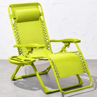 Best Choice Products Adjustable Zero Gravity Chair Monochromatic Color Folding Patio Recliner Wside Tray Headrest Neon