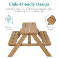 Best Choice Products Kids Wooden Picnic Table Outdoor Activity Dining Table Wadjustable Collapsible Umbrella Builtin Seats