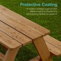 Best Choice Products Kids Wooden Picnic Table Outdoor Activity Dining Table Wadjustable Collapsible Umbrella Builtin Seats