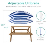 Best Choice Products Kids Wooden Picnic Table Outdoor Activity Dining Table Wadjustable Collapsible Umbrella Builtin Seats