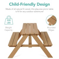 Best Choice Products Kids Wooden Picnic Table Outdoor Activity Dining Table Wadjustable Collapsible Umbrella Builtin Seats