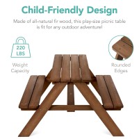 Best Choice Products Kids Wooden Picnic Table Outdoor Activity Dining Table Wadjustable Collapsible Umbrella Builtin Seats