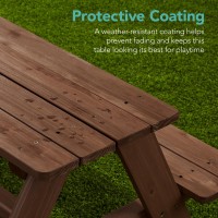 Best Choice Products Kids Wooden Picnic Table Outdoor Activity Dining Table Wadjustable Collapsible Umbrella Builtin Seats