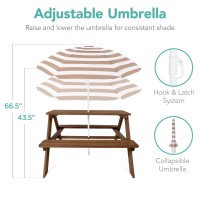 Best Choice Products Kids Wooden Picnic Table Outdoor Activity Dining Table Wadjustable Collapsible Umbrella Builtin Seats