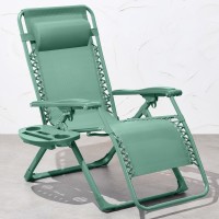 Best Choice Products Adjustable Zero Gravity Chair Monochromatic Color Folding Patio Recliner Wside Tray Headrest Seafoam