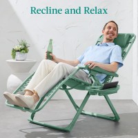 Best Choice Products Adjustable Zero Gravity Chair Monochromatic Color Folding Patio Recliner Wside Tray Headrest Seafoam