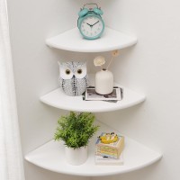 Corner Shelves Floating Corner Shelf Set Of 3 Solid Oak Wood Corner Wall Shelves Round End With Wire Hole Shelving For Small