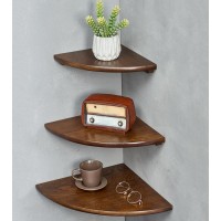 Corner Shelves Floating Corner Shelf Set Of 3 Solid Oak Wood Corner Wall Shelves Round End With Wire Hole Shelving For Small