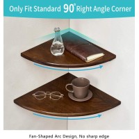 Corner Shelves Floating Corner Shelf Set Of 2 16Inch Solid Oak Wood Corner Wall Shelves Round End With Wire Hole For Small Pl